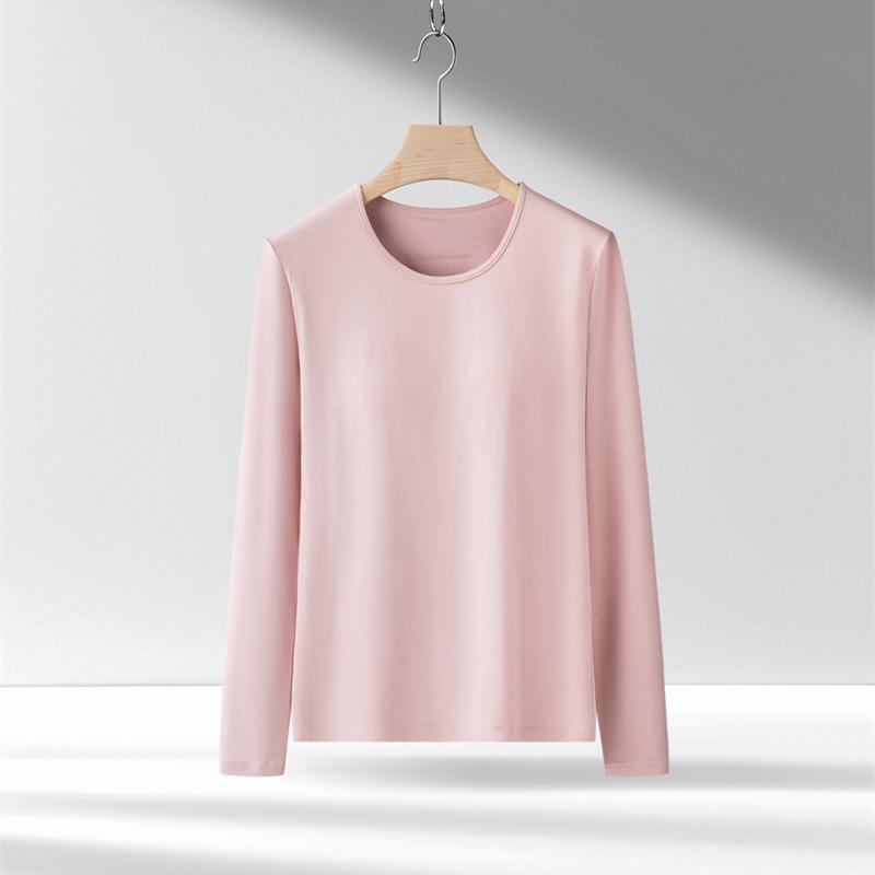 Modal Long-Sleeve Women's Base Shirt with Chest Pads, No Underwire, Integrated Cup, Autumn/Winter Outerwear & Sleepwear
