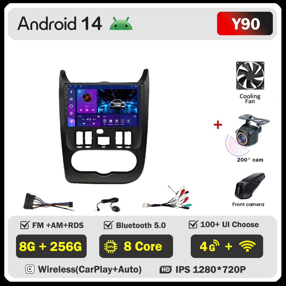 For Renault Logan 1 Sandero 2009-2015 Largus Dacia Duster Car Multimedia Video Player Touch Screen Android 14 Autoradio 5G Wifi