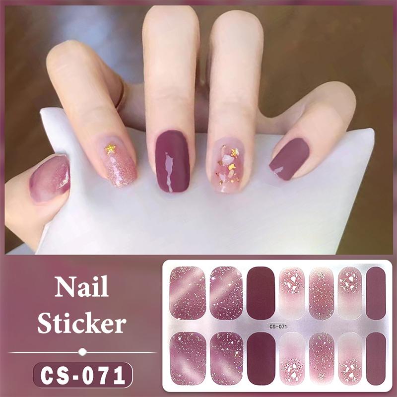 14 Nails Simple Waterproof Nail Wraps Full Cover Nail Stickers Firm And Not Easy To Fall Off Multi Color Nail Art For Women'S D