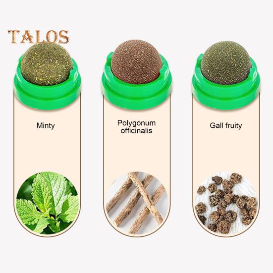 4Pcs Catnip Licking Balls Rotatable Wall Cat Edible Ball Toy with Natural Catnip Silvervine Safe Healthy Kitten Teeth Cleaning Dental Toy for Indoor