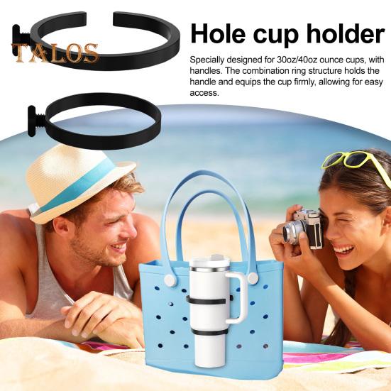 Universal Cup Holder for 30/40oz Tumblers 3-in-1 Beach Bag Attachment with Handles Multi-functional Cup Holder for Bogg Bag