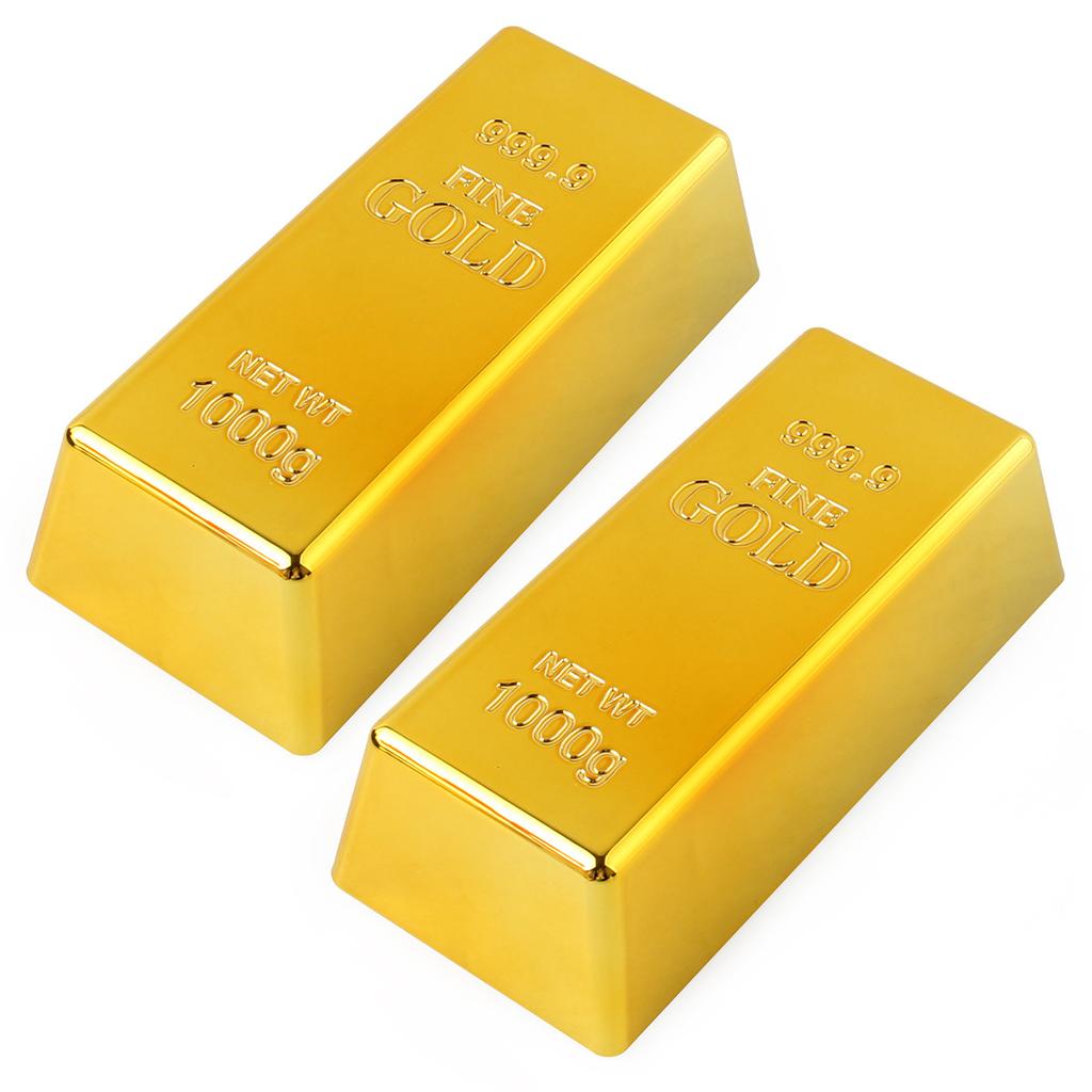Plastic Fake Gold Bullion Simulated Golden Brick Fake Glittering Gold Bar Paperweight Door Stop Movie Prop Novelty Gift