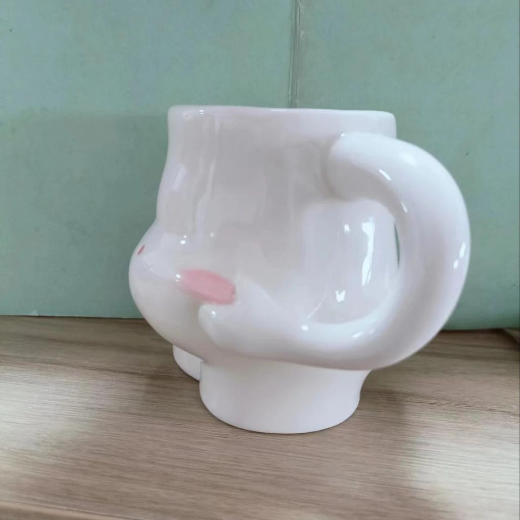 1pc Ceramic Cup,330ml/30oz Cup, Hand Squeeze Belly Coffee Mug, Body Art Coffee Cup, Creative Birthday Gift
