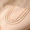 Gold Plated Dainty Mini Rainbow Enamel Bead Station Choker Necklace