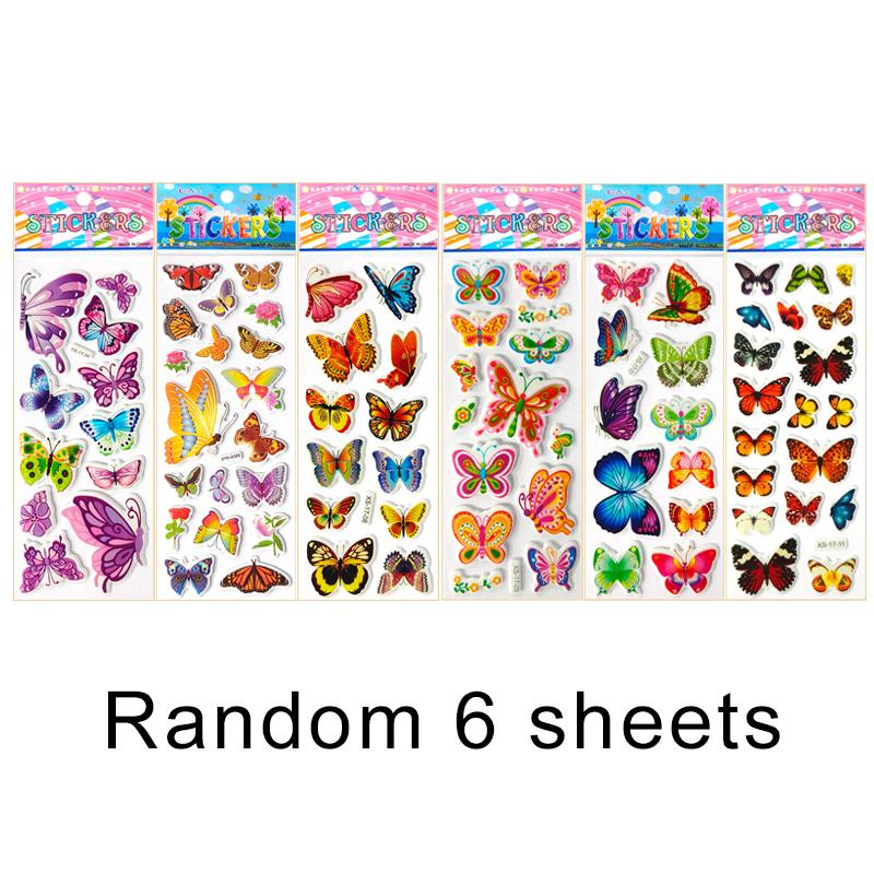 6 Sheets Puffy Stickers Cartoon 3D Bubble PVC Sticker Cartoon Animal  Insect Dinosaur Butterfly Flower Scrapbook Decorations ZYF