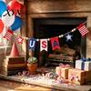 Holiday Party Decoration Patriotic Garland Banner for 4th of July Decorations, Red White Blue Hanging Colorful Bunting Memorial Day, Veterans