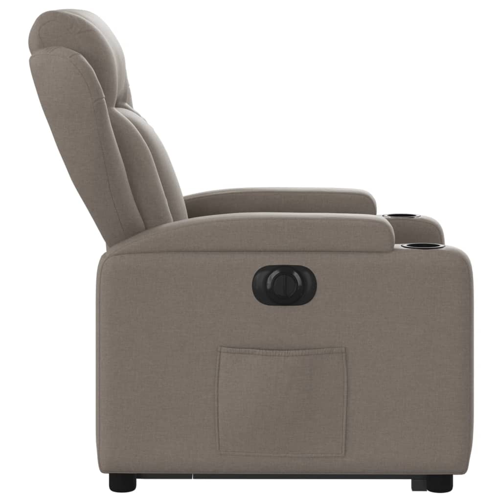 Electric Recliner Chair with Rising Function Taupe Fabric