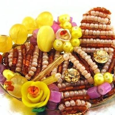 [C8089] - Designer Brooch 'Les Romantiques' Red Yellow