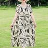 Elegant Women's Dresses Summer Vintage Clothes Plus Size Short Sleeve Casual Loose Long Dress