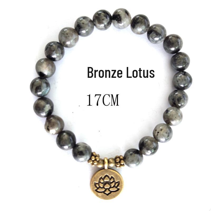 8mm Frosted Amazonite Mala Bracelet with Lotus Yoga Pendant