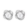 White Imitation Pearl Stud Earrings for Women Elegant Bridal Wedding Engagement Party Accessories Shiny CZ Luxury Jewelry