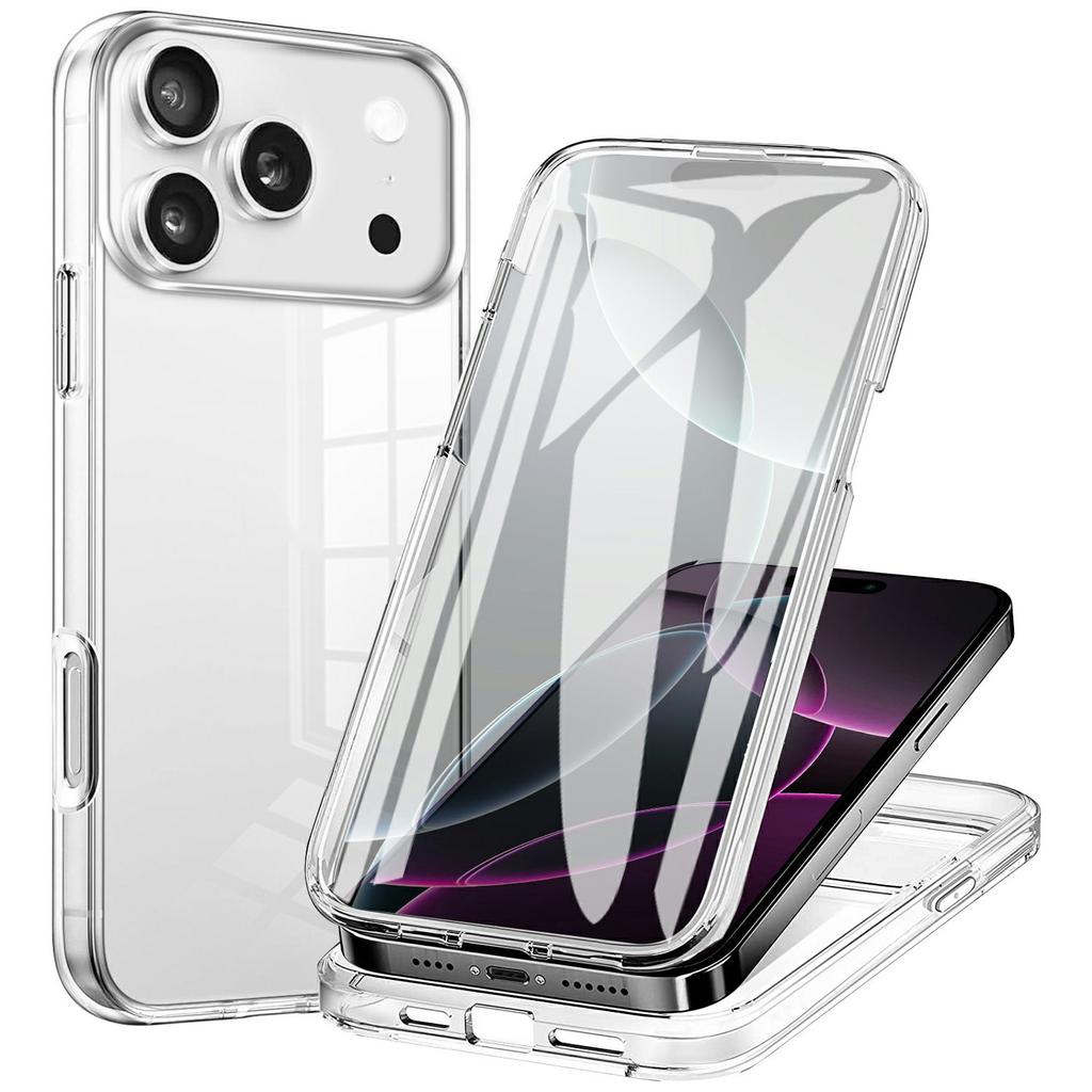 For iPhone 17 Pro Case TPU Frame Clear Acrylic Back Phone Cover with PET Film