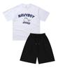 PAPERBOY [Set] Navy Boy Short Sleeve Half Pants Set-White Melange