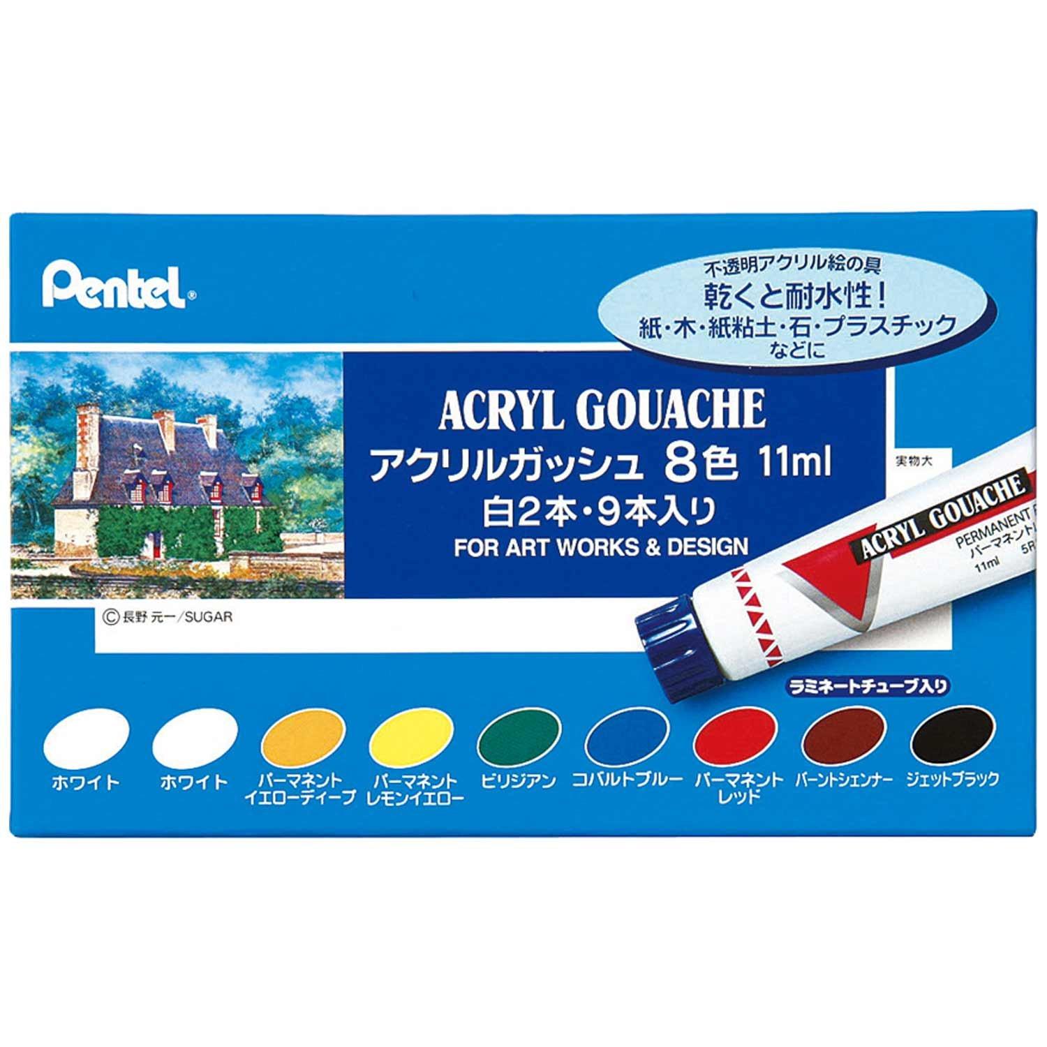 

Фарби акрилова гуаш Pentel 8 кольорів (2 Білий) WXR-8