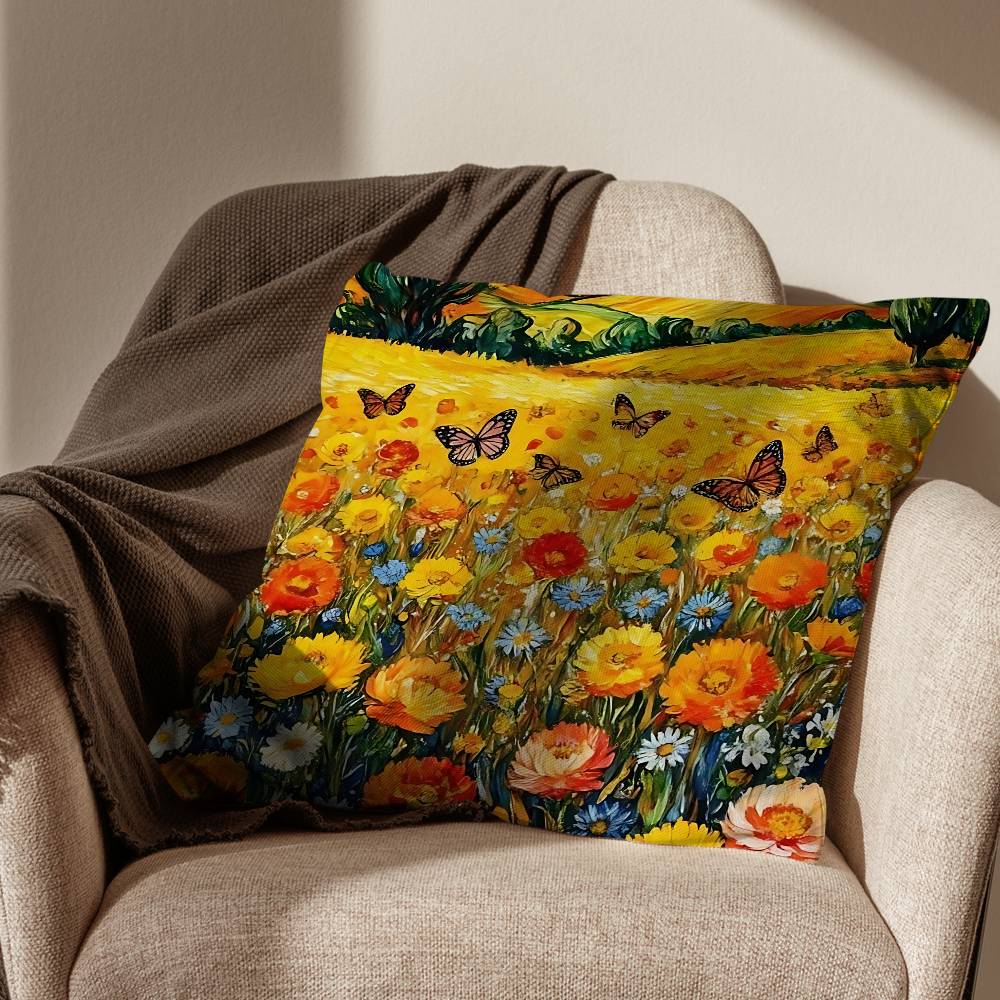 Vincent Sunflowers Van Gogh Pillow Case Office Cushions Suitable For Sofa Car Bedroom Decorative Cushion Cover