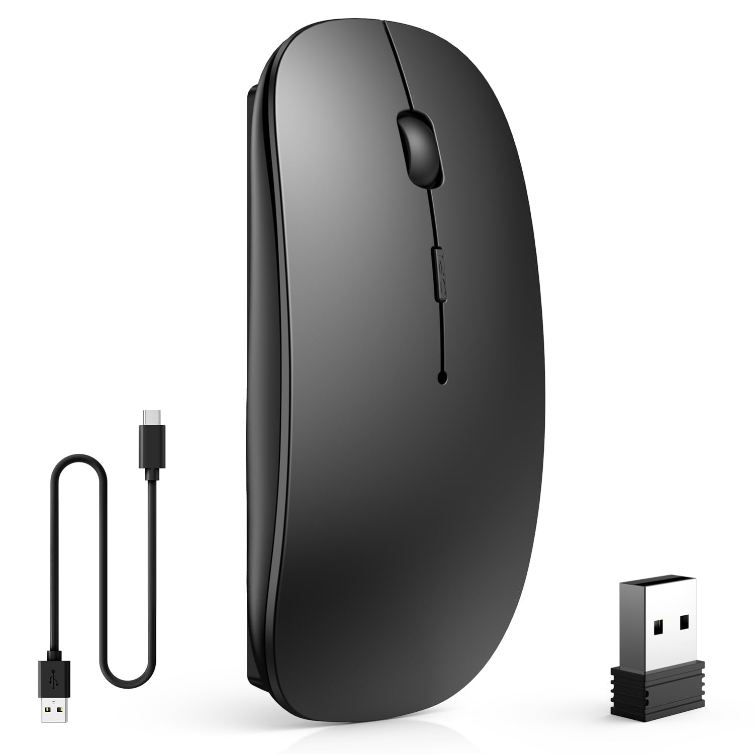 

Bluetooth Type-C Rechargeable Wireless Mouse, 2.4GHz Optical, 3dpi Switching, Quiet, Slim, Compact, High Precision, Symmetrical, Portable, TELEC