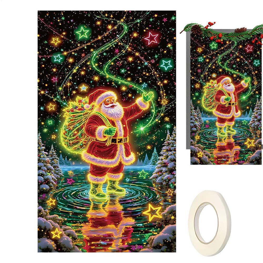 Weihnachts-Türdekorationen 70x35 Zoll Fluoreszierende Partyartikel Weihnachtsfeier-Hintergrund für Veranda Bauernhaus Innen Außen