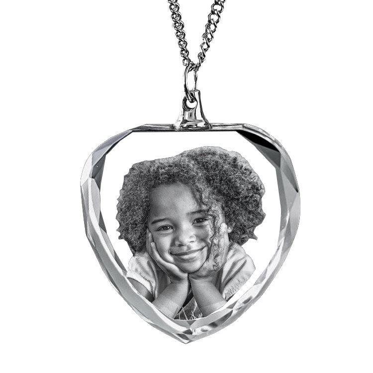 Custom 3D Laser Engraved Crystal Pendant: Portrait & Pet Design Gift