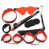 Schwarz Rotes Leder 7-teiliges Fessel-Set Handfesseln für Paare BDSM Flirten Spanking Bestrafen Rollenspiel Kinky Erwachsenen Sexspielzeug