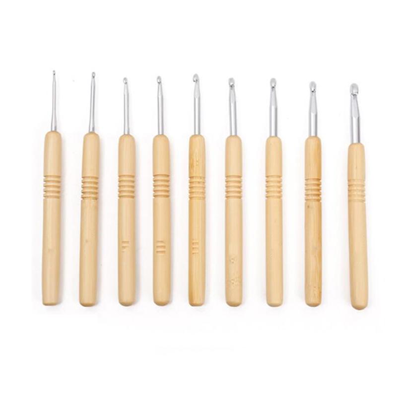 

Набор для вязания крючком с одной головкой, инструмент для плетения своими руками, карбонизированная бамбуковая ручка, алюминиевая головка для вязания крючком свитера