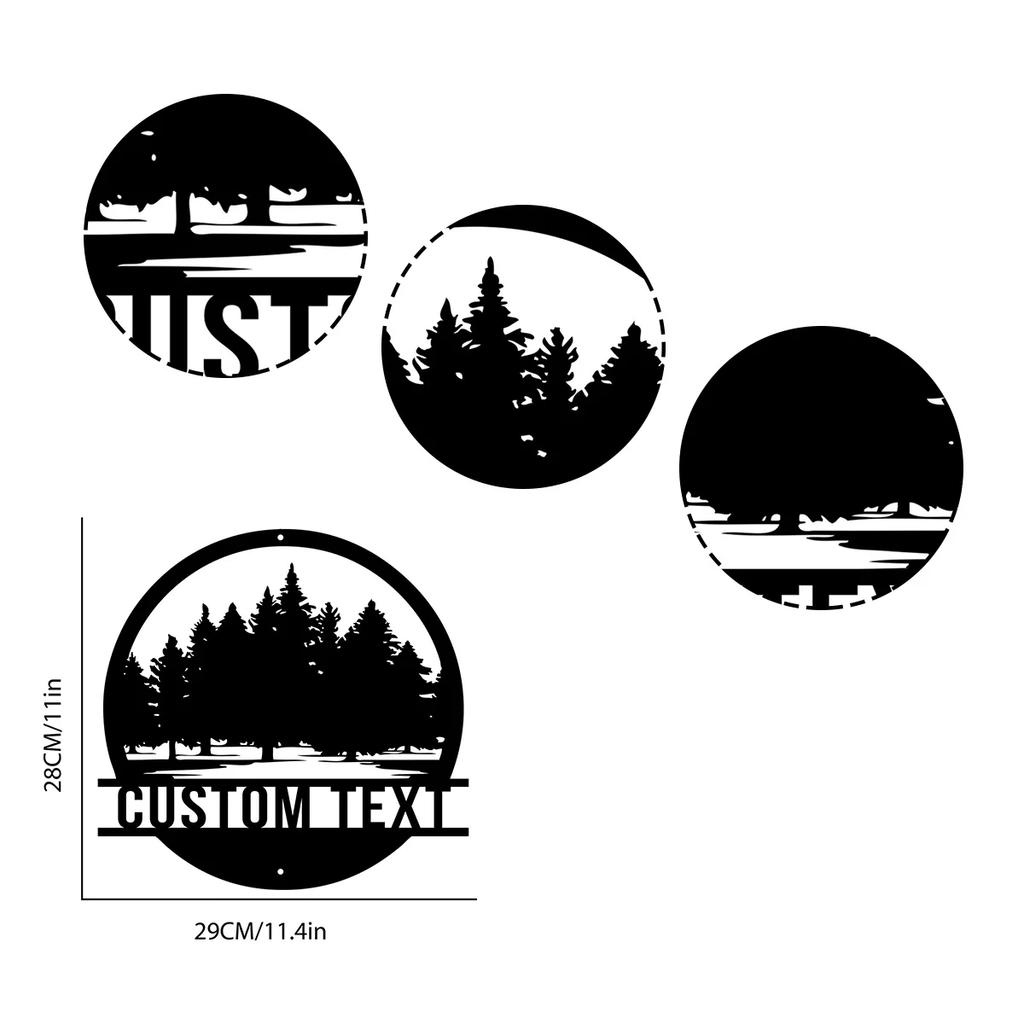 Custom Metal Wall Art, Personalized Address Sign, Pine Tree House Number Plate, Garage Door Decor
