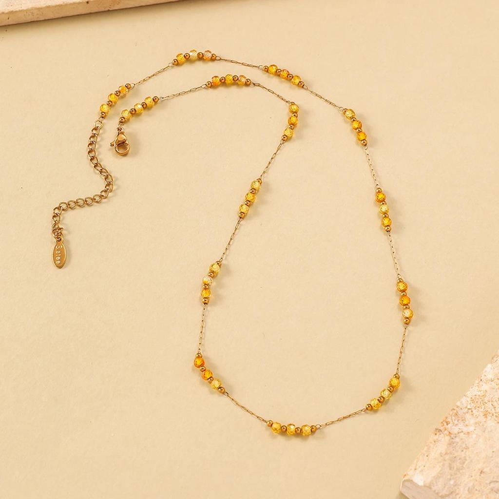 High-End European & American Stainless Steel Women's Crystal Necklace - Versatile, Non-Fading Light Luxury Fashion Accessory