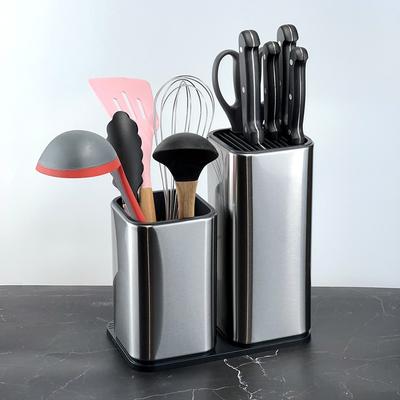 Support de rangement pour couteaux de cuisine en acier inoxydable Support pour couverts Ustensiles Égouttoir