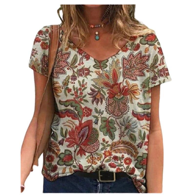 Blusas de Moda Primavera con Estampado de Mariposas Camisetas Casuales de Manga Corta con Cuello en V