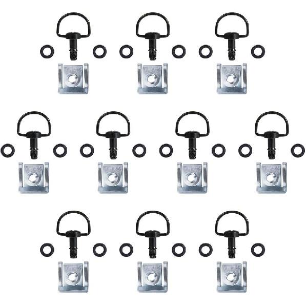 MOTO4U Motorcycle Quick Release Race Fasteners 1/4 Turn 19mm D-Ring Length in Dark Black (10 Pack)