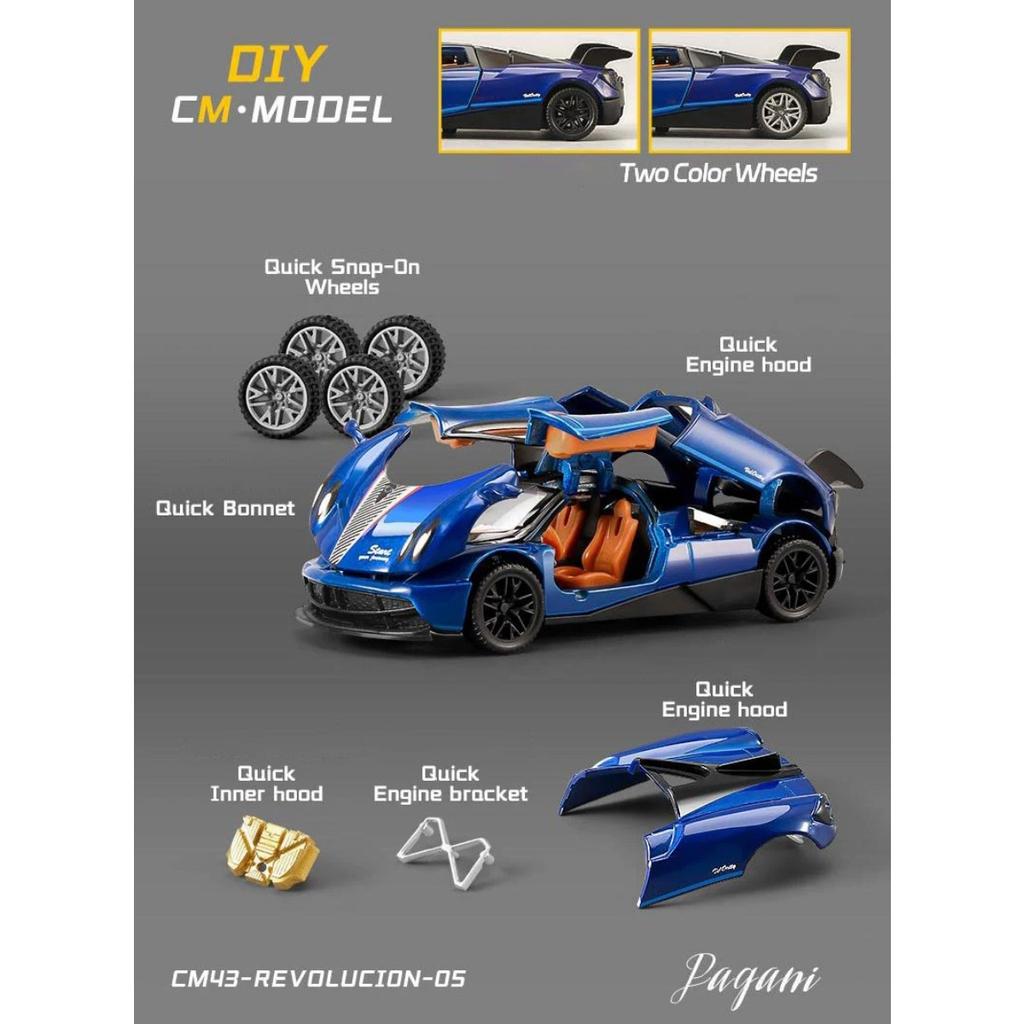 Removable Assembly Version 1/43 Pagani Zonda R AE86 Alloy Modified Car Model Diecasts Metal Sports Vehicles Car Model Kids Gifts
