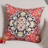 4 Pcs Double Sided Red Persian Kilim Cushion Covers, Bohemian Tribal Vintage Rug Print Throw Pillow Cases (No Inserts)