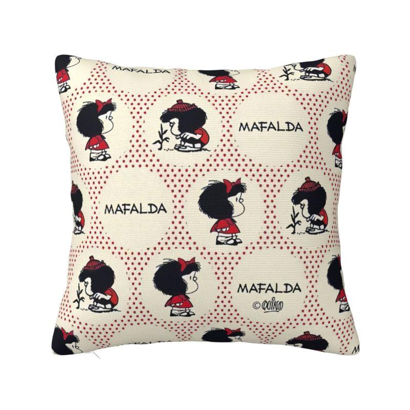 Custom Mafalda Kawaii Vintage Quino Comic Cartoon Mang Anime Throw Pillow for Living Room Luxury Cushion Cover Square Pillowcase