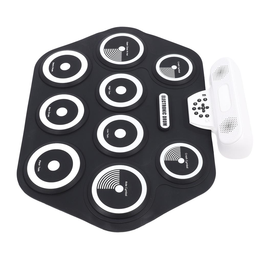 Electronic Drum Pad Portable Hand Rolled Drum Pad Double Speakers Bluetooth Rechargeable Silicone Ro