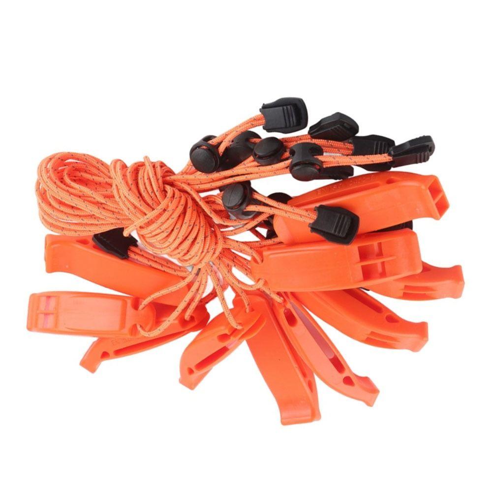 10 Pcs Durable ABS Safety Whistle Reflective Lanyard Orange Emergency Whistle Shrill Sound Emergency Safety Whistle Hiking