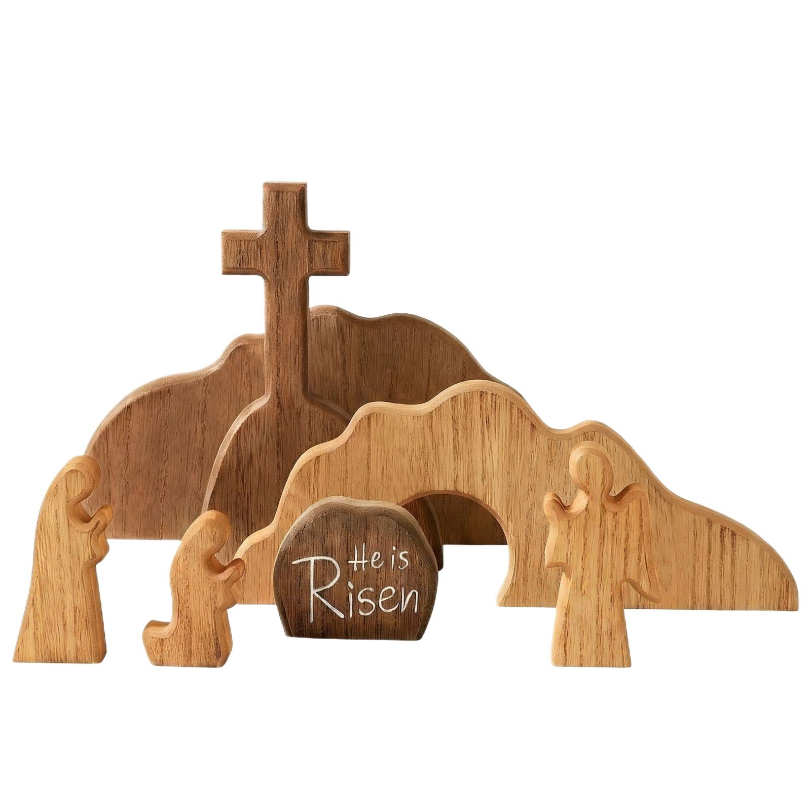 

Wooden Decorative Tabletop Ornament For Easter Cross Scene One Size жёлтый
