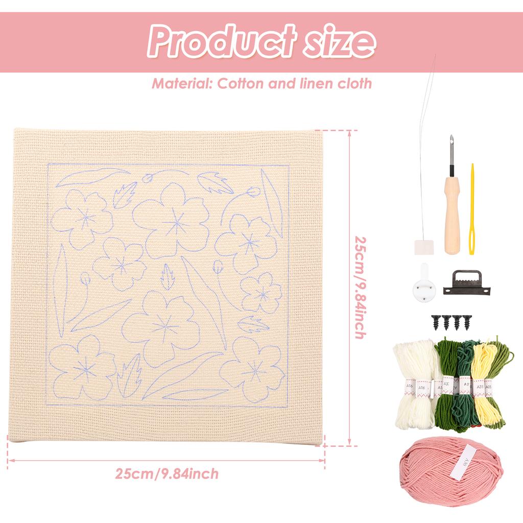 DIY Punch Needle Embroidery Starter Kit For Beginner Kids Adults Handicraft Poking Embroidery Yarn Painting Arts Home Decor Gift