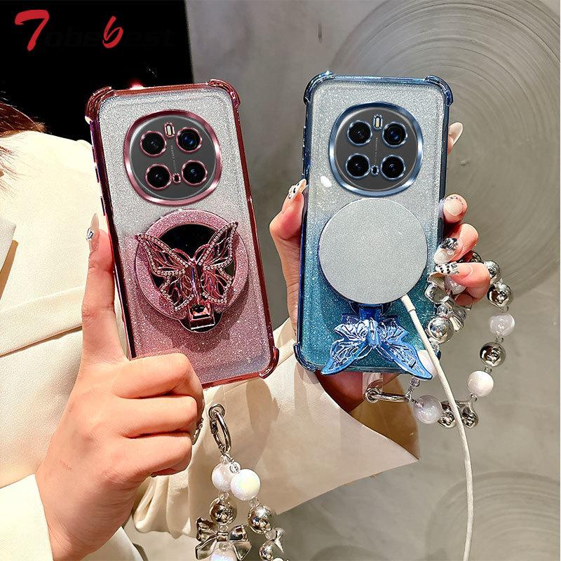 Glitzer Stoßfest Verchromt Schmetterling Spiegel Armband Hülle für Huawei Honor Magic 7 6 5 4 3 Pro Silikonhülle