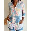 Camicia Floreale Color Block - Primavera Estate Larga Leggera Vacanza Top Quotidiano