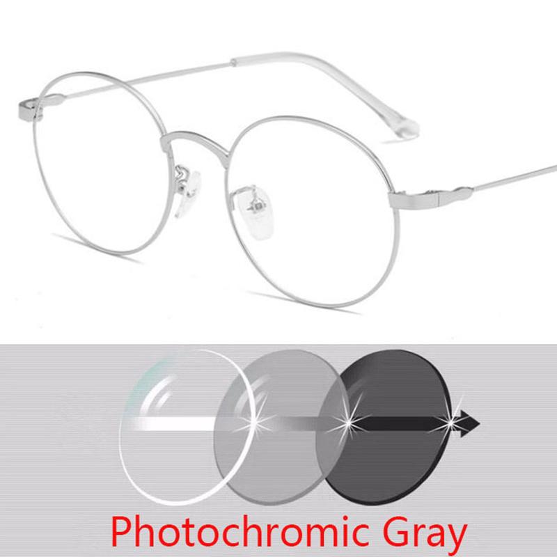 -0.5 -1.0 -1.5 -2.0...-6.0 Radiation Protection Round Eyewear Women Metal Spectacles Men Optical Glasses