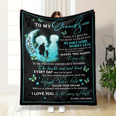 Grandma's Love Inspirational Quote Blanket Bedroom Blanket for Livingroom Couch Lunch Break Soft Throw for Friend's Festival Gift