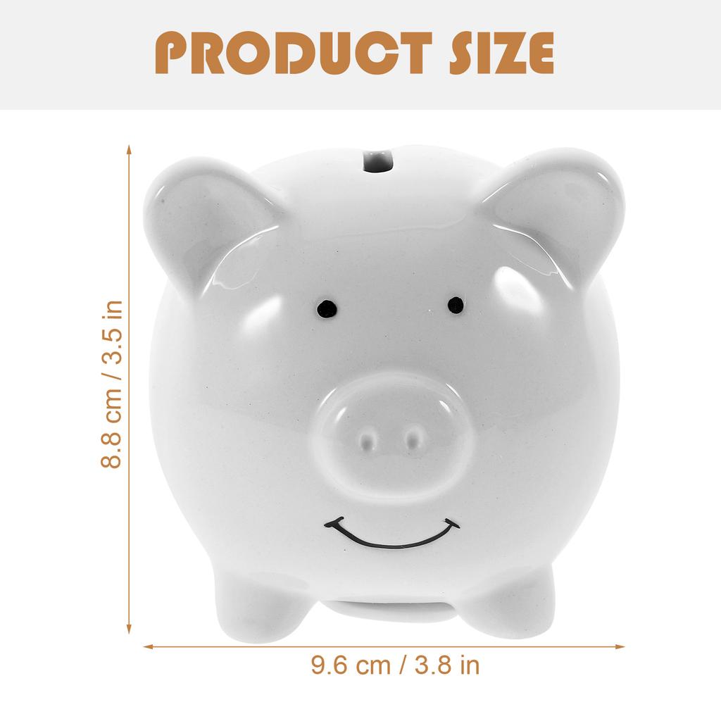 Ceramic Piggy Bank Coin Bank Personalized Money Saving Bank Delicate Nursery Decor (White) Banks To Save Box