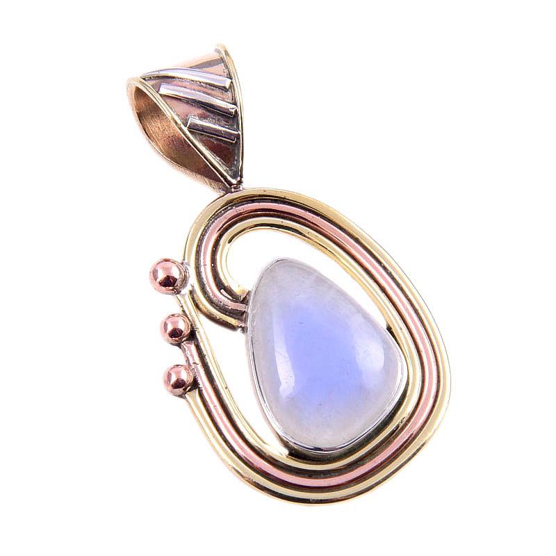 Natürlicher Regenbogen-Mondstein Edelstein 925 Massiv Silber Zweifarbig Anhänger 1,50'' E7E09