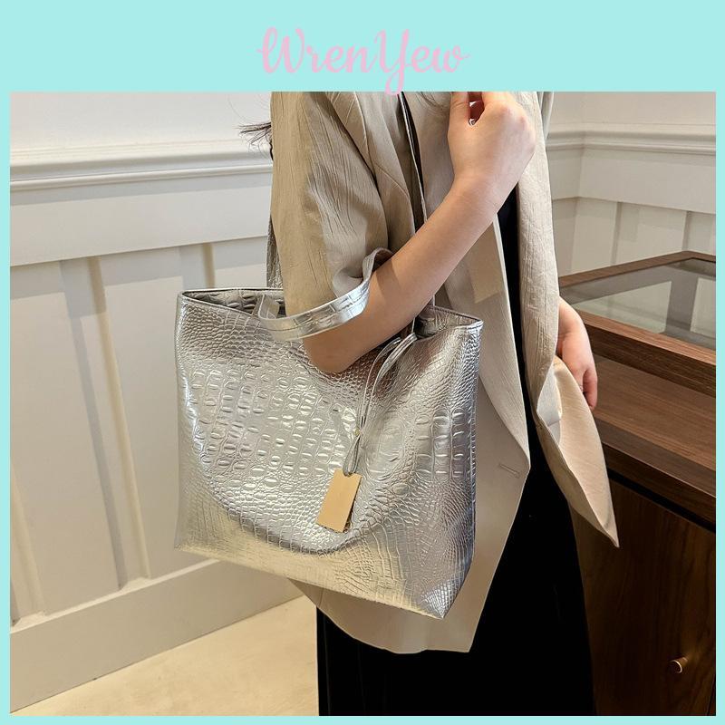 Stylish Large Capacity Solid Color Tote Bag Fashionable Korean Shoulder Bag For Women
