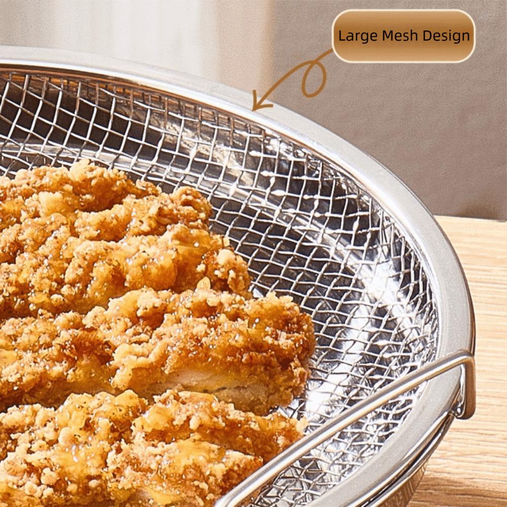 Mesh Tempura Drip Pan Rust-proof Air Fryer Drain Basket Steaming Rack Oil Strainer Tray  Snack
