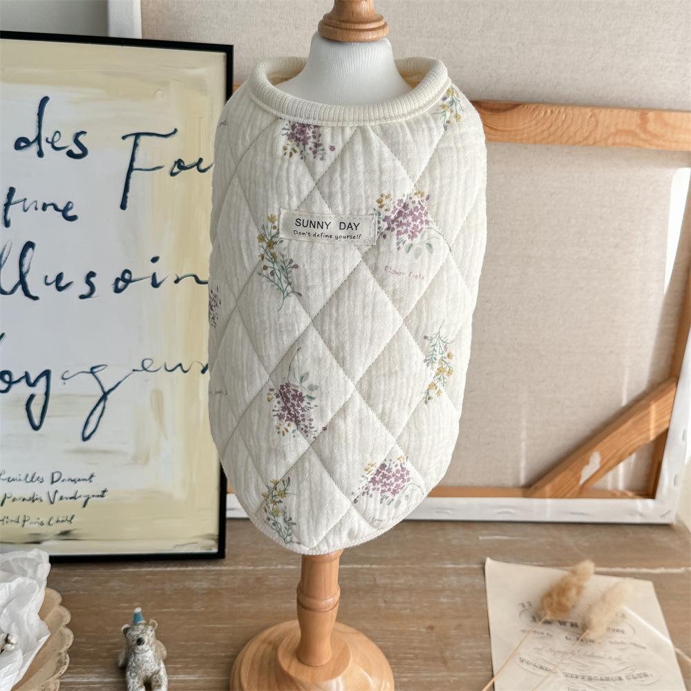 Flying sleeve gauze pet clothes cotton loungewear small dog puppy dog autumn and winter clothing warm kitten cat clothes