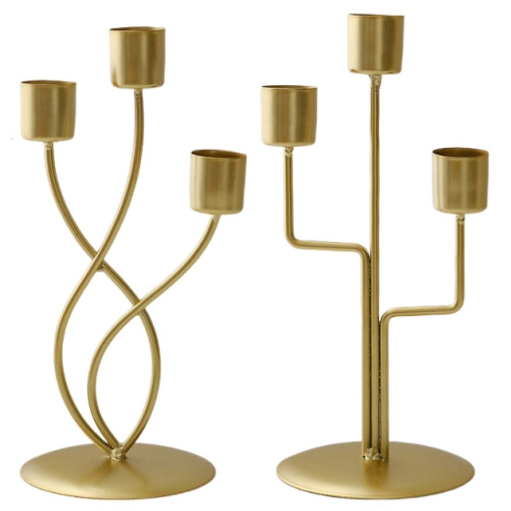 2/3 Heads Candle Holder European Style Romantic Iron Candles Stand Simple Retro Long Candle Candlestick Photo Props