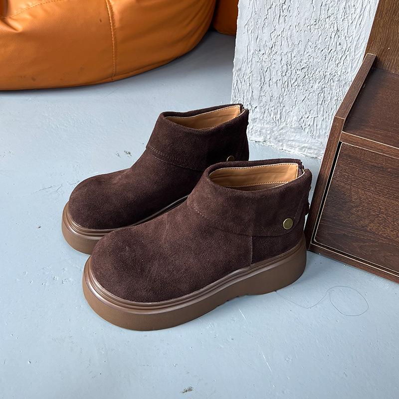 Foam Bottom Leather Martin Boots Women's Winter New Retro Short Boots Thick-soled Casual Versatile Boots Women