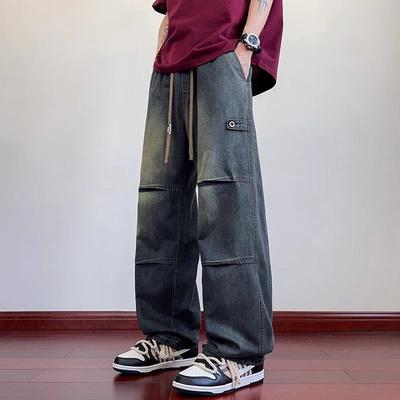 Amerikanischer Stil Jeans Herren im Sommer Dünn Locker Atmungsaktiv Lässig Gerade Beine Arbeitsjeans Teenager