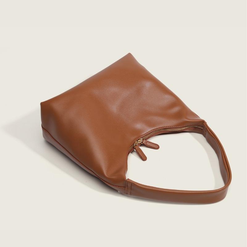 Soft leather tote bag women's retro simple shoulder dumpling bag niche design large capacity commuter bag