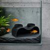 Aquarium-Höhlentunnel mit doppelter Öffnung, Fischversteck-Dekoration mit zwei Eingängen, PLA-Künststein-Unterschlupf für Bodenbewohner, Kleiner Fischbehälter